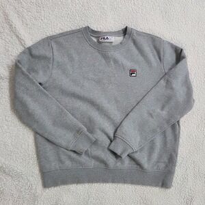 FILA Gray‎ Crewneck Sweatshirt Large Classic Logo Pullover Comfy Womenswear